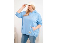 Dámská mikina Plus Size s kapucí a potiskem modrá 1