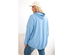 Dámská mikina Plus Size s kapucí a potiskem modrá 2