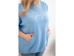 Dámská mikina Plus Size s kapucí a potiskem modrá 3