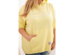 Dámská mikina Plus Size s&nbsp;kapucí a&nbsp;potiskem žlutá 3