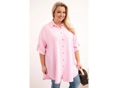 Dámská košile Plus Size z&nbsp;viskózy s&nbsp;delším zadním dílem cukrová růžová 1