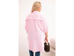 Dámská košile Plus Size z&nbsp;viskózy s&nbsp;delším zadním dílem cukrová růžová 2