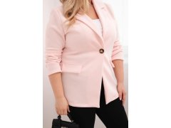 Dámská viskózová bunda Plus Size s dlouhým rukávem a límcem cukrově růžová 3