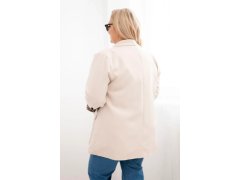 Dámská bunda Plus Size s&nbsp;podšívkou v&nbsp;leopardím vzoru béžová 2