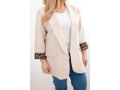 Dámská bunda Plus Size s&nbsp;podšívkou v&nbsp;leopardím vzoru béžová 3