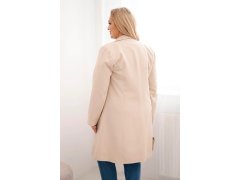 Dámský kabát Plus Size dvouřadový s&nbsp;límcem béžový 2