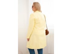 Dámský kabát Plus Size dvouřadový s límcem žlutý 2