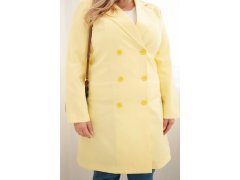 Dámský kabát Plus Size dvouřadový s límcem žlutý 3