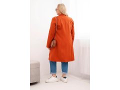 Dámský kabát Plus Size dvouřadový s límcem rudy 2