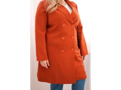 Dámský kabát Plus Size dvouřadový s límcem rudy 3