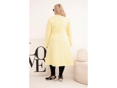 Dámský klasický kabát Plus Size s knoflíky a límcem žlutý 2