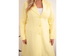 Dámský klasický kabát Plus Size s knoflíky a límcem žlutý 3