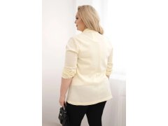 Dámská blazer z viskózy Plus Size s dlouhým rukávem a límcem citronová 2