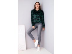 Dámská oversize mikina s kapucí a potiskem tmavě zelená 2