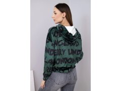 Dámská oversize mikina s kapucí a potiskem tmavě zelená 3