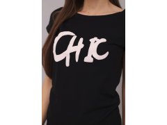 Dámská bavlněná halenka s potiskem CHIC černá 1