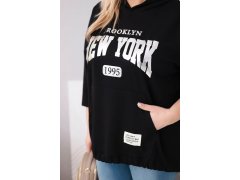 Dámská mikina Plus Size z viskózy s kapucí a klokaní kapsou černá 2