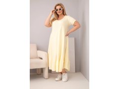 Dámské šaty plus size s&nbsp;krátkým rukávem a&nbsp;volánem z&nbsp;lehké viskózy žlutá 1