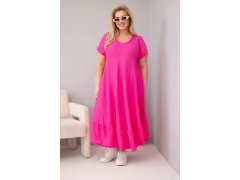 Dámské šaty plus size s&nbsp;krátkým rukávem a&nbsp;volánem z&nbsp;lehké viskózy fuchsiová 1
