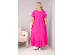 Dámské šaty plus size s&nbsp;krátkým rukávem a&nbsp;volánem z&nbsp;lehké viskózy fuchsiová 2