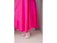 Dámské šaty plus size s&nbsp;krátkým rukávem a&nbsp;volánem z&nbsp;lehké viskózy fuchsiová 3