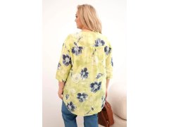 Dámská bavlněná halenka Plus Size s květinovým vzorem světle zelená 2