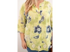 Dámská bavlněná halenka Plus Size s květinovým vzorem světle zelená 3