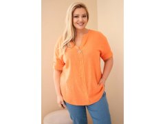 Dámská bavlněná halenka Plus Size s výstřihem na knoflíky oranžová 1