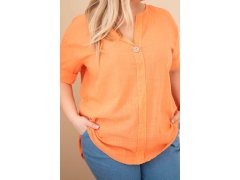 Dámská bavlněná halenka Plus Size s výstřihem na knoflíky oranžová 3