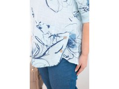 Dámská bavlněná halenka Plus Size s krátkým rukávem a kapsou modrá 3
