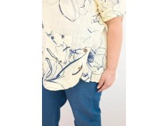 Dámská bavlněná halenka Plus Size s krátkým rukávem a kapsou žlutá 3
