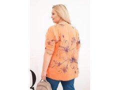 Dámská bavlněná halenka Plus Size s krátkým rukávem a kapsou oranžová 2