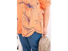 Dámská bavlněná halenka Plus Size s krátkým rukávem a kapsou oranžová 3