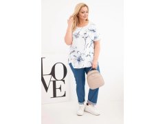 Dámská bavlněná halenka Plus Size s krátkým rukávem a kapsou bílá 1