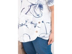 Dámská bavlněná halenka Plus Size s krátkým rukávem a kapsou bílá 3