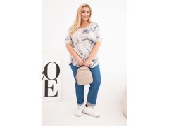 Dámská bavlněná halenka Plus Size s krátkým rukávem a kapsou béžová 1