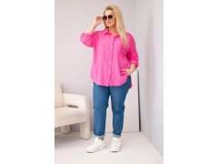 Dámská bavlněná košile Plus Size s&nbsp;límečkem a&nbsp;krajkovou vložkou růžová 1