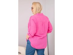 Dámská bavlněná košile Plus Size s&nbsp;límečkem a&nbsp;krajkovou vložkou růžová 2