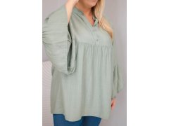 Dámská viskózová halenka Plus Size s volánovým rukávem a výstřihem do V khaki 3
