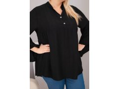 Dámská viskózová halenka Plus Size s volánovým rukávem a výstřihem do V černá 3