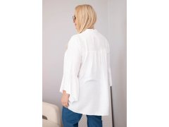 Dámská viskózová halenka Plus Size s volánovým rukávem a výstřihem do V bílá 2