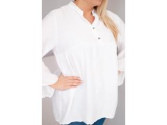 Dámská viskózová halenka Plus Size s volánovým rukávem a výstřihem do V bílá 3