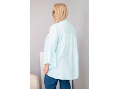 Dámská viskózová halenka ve velikosti Plus Size s&nbsp;volánkovým rukávem a&nbsp;výstřihem do V mentolová 2