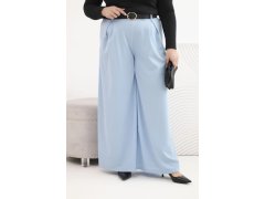 Dámské kalhoty Plus Size se širokou nohavicí a&nbsp;páskem modré 1