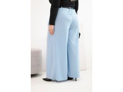 Dámské kalhoty Plus Size se širokou nohavicí a&nbsp;páskem modré 2