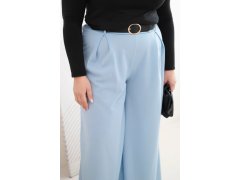 Dámské kalhoty Plus Size se širokou nohavicí a&nbsp;páskem modré 3
