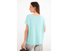 Dámská viskózová oversize halenka s&nbsp;krátkým rukávem a&nbsp;kulatým výstřihem mátová 2