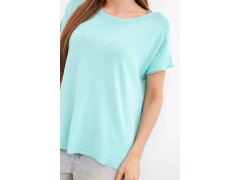 Dámská viskózová oversize halenka s&nbsp;krátkým rukávem a&nbsp;kulatým výstřihem mátová 3