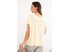Dámská viskózová oversize halenka s&nbsp;krátkým rukávem a&nbsp;kulatým výstřihem žlutá 2
