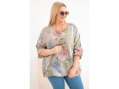Dámská bavlněná halenka Plus Size s krátkým rukávem a květinovým vzorem fango 1